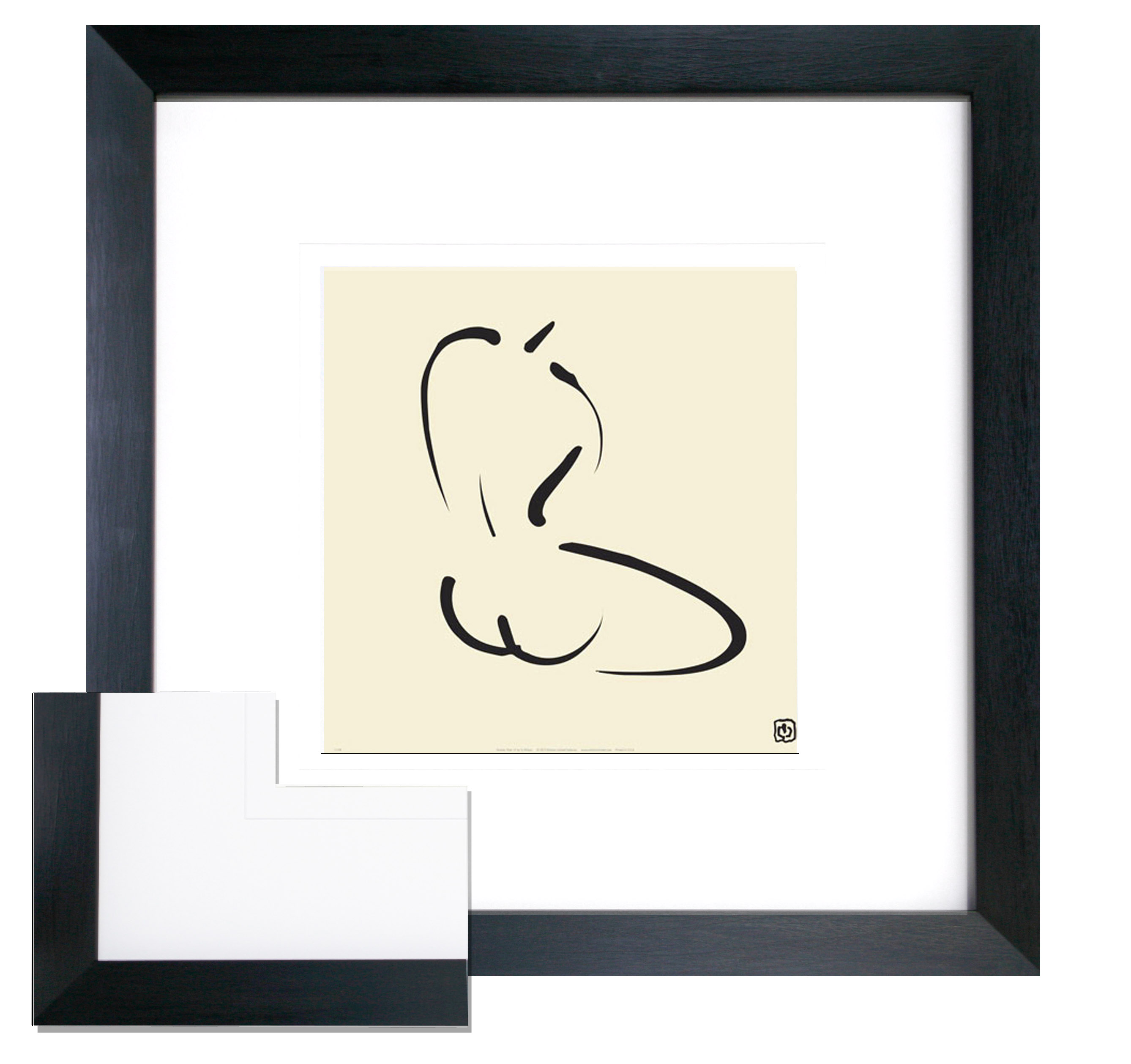 FP183 Wall décor art framed print abstract B&W figure black frame